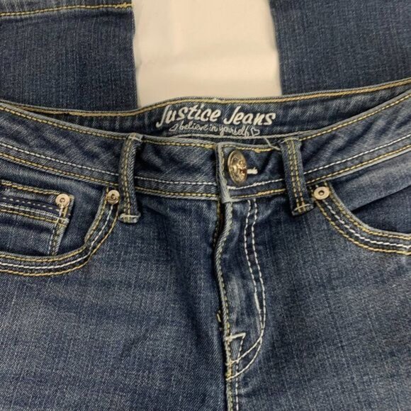 Justice Jeans Simply Low Rise Girls Size 8 Regular Medium Wash Denim Pants - Picture 3 of 7